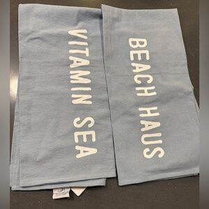 Beach Haus / Vitamin Sea Light Blue Cotton Hand Kitchen Decorative Towels NWT